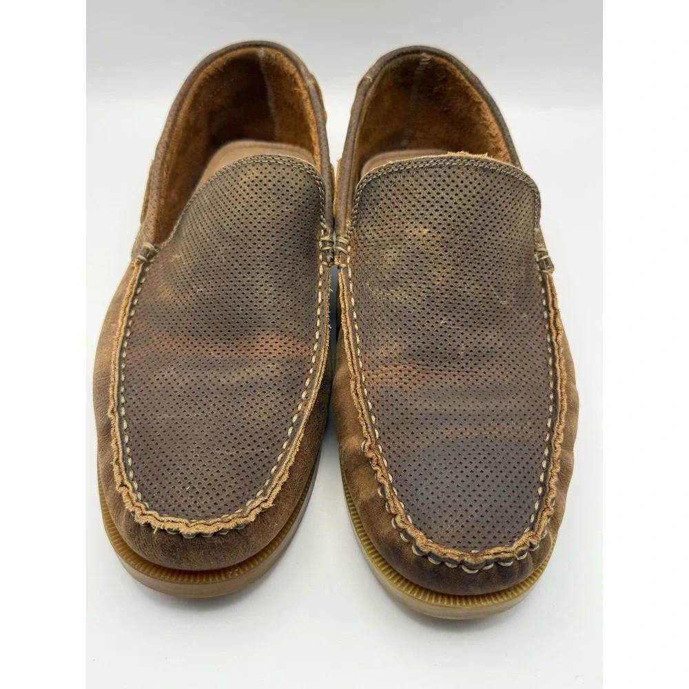BedStu Uncle Larry Loafers Drivers Shoes 9.5 Brown Moccasins Distressed Slip On